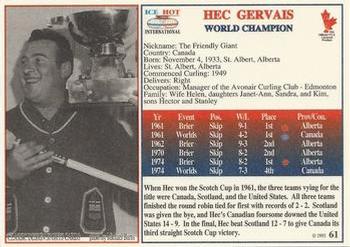 1993 Ice Hot International #61 Hec Gervais Back